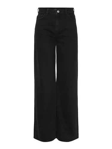 High-waist-Jeans "PCSELMA HW WIDE JEANS BL NOOS BC", Gr. 25 - Länge 32, Black Denim - Damen-High-waist-Jeans in Black Denim, figurbetonend und pflegeleicht. Ideal für entspannte Tage Zuhause oder unterwegs.