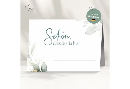 white & ivory Papierdekoration Platzkarte "schön, dass du da bist", 50 Stück, Tischkarte Hochzeit