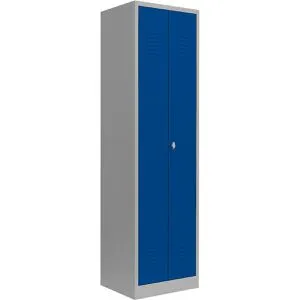 Lüllmann Spind 510401, Doppelspind, blau - Doppelspind mit 2 Abteilen für optimale Schwarz-Weiß-Trennung, ausgestattet mit einem sicheren Drehriegelschloss. Ideal für die Aufbewahrung in Arbeitsstätten. Maße: 50 x 180 x 50 cm.