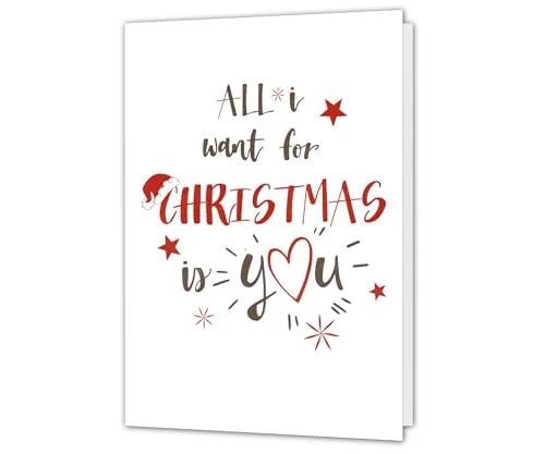 PICTALOO Weihnachtskarte - All i want for Christmas is you – witzige Karte Weihnachten für Freund Freundin Mann Frau, Merry Christmas Klappkarten privat, Liebe Weihnachtsgrüße für mehr Zweisamkeit
