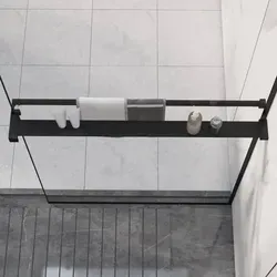 vidaXL Duschablage für Begehbare Dusche Schwarz 80 cm - Badablage aus langlebiger Aluminiumlegierung, korrosionsbeständig und ideal für Ordnung in begehbaren Duschen. Minimalistisches Design und praktische Funktion mit Handtuchhalter.