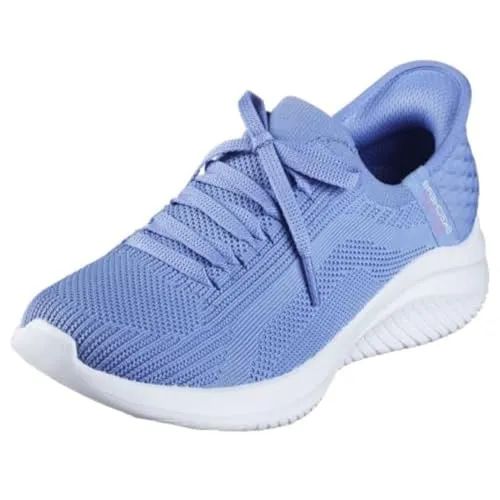 Skechers Damen Ultra Flex 3.0 Brilliant Path – Bequeme Slip-Ins in Periwinkle - Entdecken Sie die Skechers Hands Free Slip-Ins mit einem einzigartigen Fersenkissen für sicheren Halt. Genießen Sie den sockenähnlichen Komfort und die luftgekühlte Memory-Schaum Innensohle. Ideal für den täglichen Gebrauch!