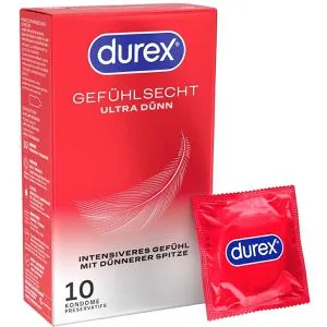 Durex Kondome Gefühlsecht Ultra Dünn, 54 mm, 10 Stück