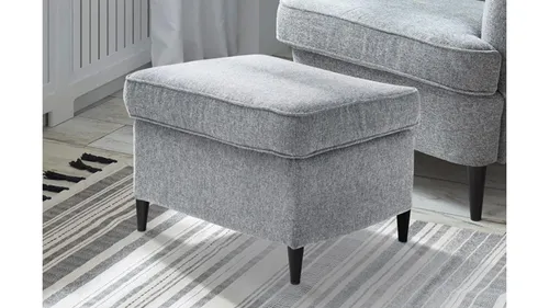 Mid.you Hocker in Grau, rechteckig - Stylischer Sitzhocker für das Wohnzimmer, aus 100% Textil, bietet hohen Komfort und passt perfekt in moderne Einrichtungsstile.