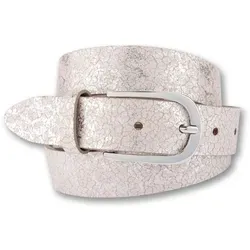 Beige-silberner Ledergürtel mit Metalleffekt - Gürtel von BERND GÖTZ in legerem Look, weich im Griff und vielseitig kombinierbar – ideal für Jeans und Röcke.
