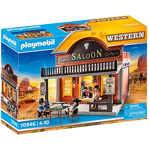 PLAYMOBIL 70946 Western Saloon - Playmobil Spielset mit 94 Teilen, ideal für kreative Rollenspiele. Enthält authentische Figuren und Zubehör für unvergessliche Abenteuer im Wilden Westen.