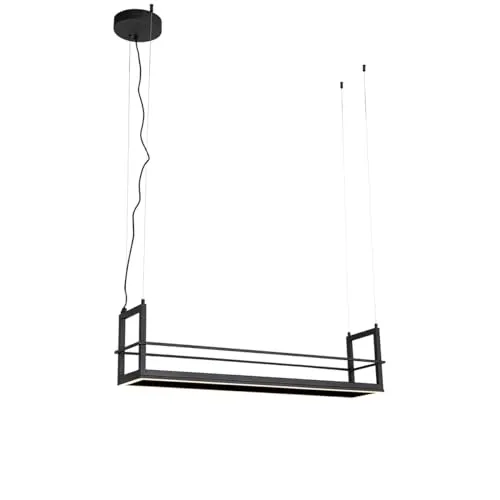 QAZQA - Industrie I Vintage I Hängelampe I Pendellampe I Pendelleuchte schwarz mit Gestell inkl. LED 3-stufig dimmbar - Cage Rack Dimmer I Dimmbar I Wohnzimmer - Stahl Rechteckig - I (nicht austauschb