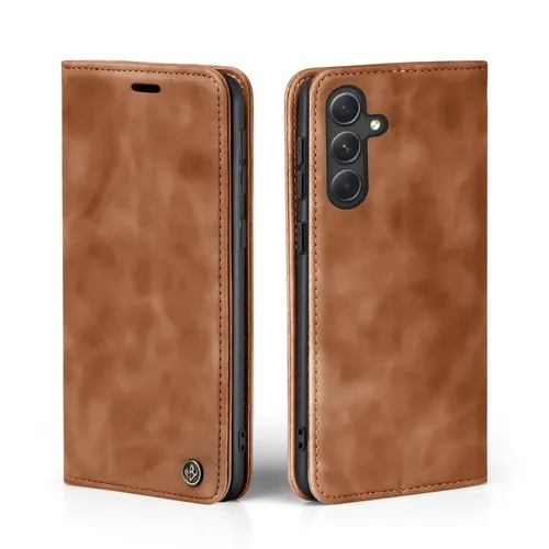 Hülle für Samsung Galaxy A55 5G Handytasche Klapphülle Handyhülle Hellbraun