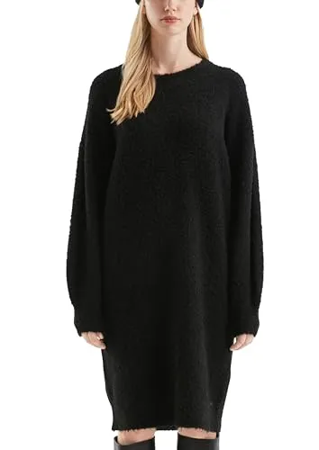 QS Flauschiges Strickkleid - Bouclé Design - Elegantes Strickkleid im Regular Fit mit Rundhalsausschnitt und überschnittenen Schultern, ideal für lässige Anlässe und einen bequemen Look.