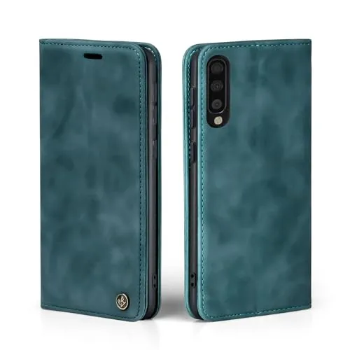 LBH Handyhülle für Samsung Galaxy A70 in Petrol Blau mit Karten- und Geldfach Smartphone Hülle mit Standfunktion Flip Case Schutzhülle Magnetverschluss Vintage