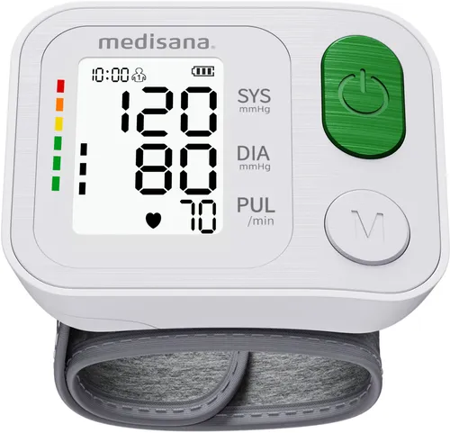 Medisana Handgelenk-Blutdruckmessgerät BW 345, Apelfarbskala, LC-Display, hochwertig, mit extra großen Knöpfen