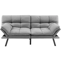 Costway Klappbares Schlafsofa Umwandelbares Schlafcouch Grau - Praktisches und stilvolles Schlafsofa mit dreifach verstellbarer Rückenlehne. Ideal für kleine Räume, lässt sich schnell in ein Bett umwandeln und bietet hohen Komfort durch hochwertigen Memory-Schaum.