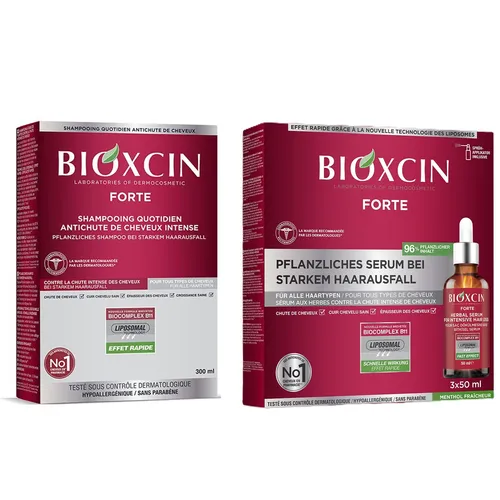 Bioxcin Forte Sparset: 300ml Shampoo & 3x50ml Serum - Praktisches Set für die Haarpflege mit Shampoo und Serum, ideal zur Unterstützung der Haarpflege. Optimal für den täglichen Einsatz.