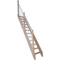 StarWood Treppe Eiche 3000 Holz-Edelstahl-Geländer Weiß Links FSC®