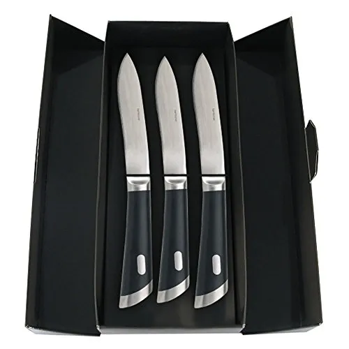 Sambonet Special Knife Edelstahl 18/10 Set 3 Steakmesser T-Bone 25,6 cm, Glatte Klinge, Schwarz, 29 x 13 x 6 cm, 3-Einheiten