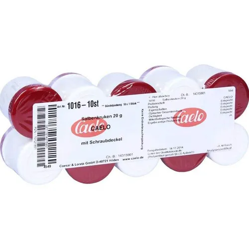 Salbenkruke weiß 20 g mit Schraubdeckel rot Inhalt: 10 St