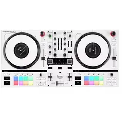HERCULES DJ Controller Inpulse T-7 Weiss - DJ-Controller mit motorbetriebenen Decks, ideal für Einsteiger und Profis, bietet authentisches Vinyl-Feeling und innovative Funktionen wie Beatmatch Guide und Stems-Feature.