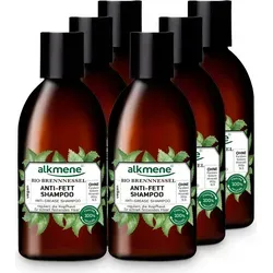 alkmene Anti Fett Haar Shampoo mit Bio Brennnessel - veganes Haarshampoo für fettige Haare - Haarpflege 6x 250 ml