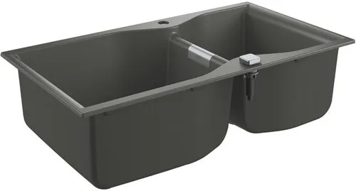 GROHE K700 31658 Kompositküchenspüle, Doppelbecken, keine Abtropffläche, mit Ablauffernbedienung, granit grau (31658AT0)