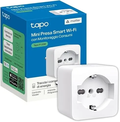 TP-Link Tapo P125M Matter italienische Smart-Steckdose, Energieüberwachung, WiFi Smart Plug, kompatibel mit Alexa und Google, Sprach- und Fernbedienung, Zeit der Vorwahl