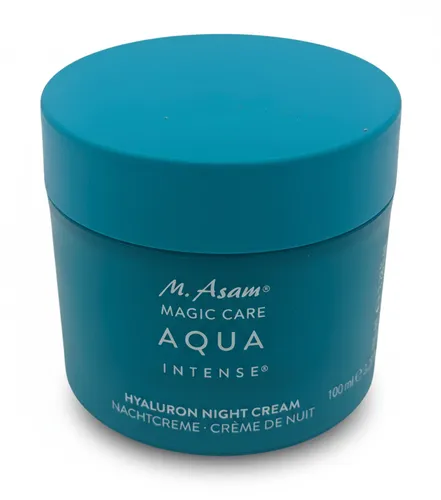 M.ASAM® Aqua Intense Hyaluron Nachtcreme 100ml - Nachtpflege mit patentiertem Hyaluronsäurekomplex, spendet intensive Feuchtigkeit, regeneriert die Haut über Nacht und sorgt für ein erholtes Hautbild am Morgen.
