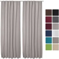 Beautissu Vorhang Amelie Luna, 2er Set Kräuselband - Fertiggardinen in Grau, 140x245 cm, mit Thermoeffekt für optimale Wärmeisolierung und Energieeinsparung.