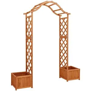 vidaXL Tannenholz Pergola mit Blumenkasten - Vielseitige Rosenbogen aus massivem Tannenholz, witterungsbeständig und langlebig, ideal als Rankhilfe und zur Dekoration Ihres Gartens.
