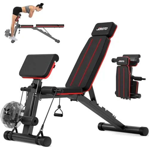 JOROTO Verstellbare Hantelbank Klappbar für Home Gym - Vielseitige Klappbank für das Ganzkörpertraining mit 7 verstellbaren Rückenlehnenpositionen und 350kg Gewichtskapazität. Ideal für effektives Krafttraining zu Hause.
