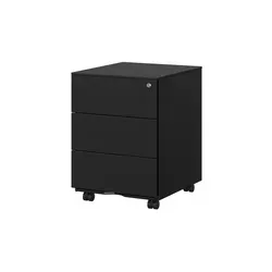 Songmics Rollcontainer OFC63BK, abschließbar mit 3 Schüben - Büroschrank aus pulverbeschichtetem Metall, ideal für sicheren Stauraum. Mit 4 Lenkrollen, davon 2 feststellbar, für einfache Mobilität.