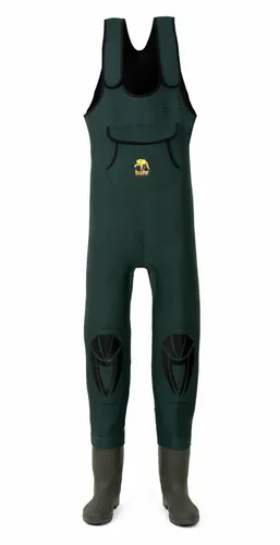 Behr Neopren Wathose 4 mm Gr. 43/44 - Angeltaschen - Hochwertige High Back Wathose aus 4 mm Neopren, 100% wasserdicht mit doppelt verschweißten Nähten, ideal für Angler, die nahe am Fisch sein möchten.