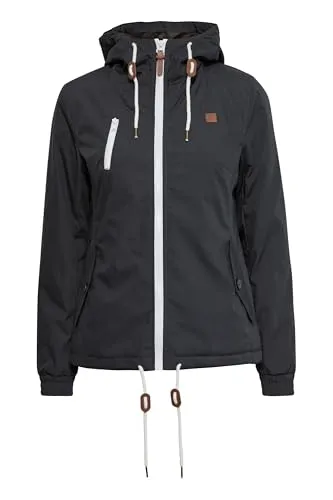 OXMO OXTilda Damen Übergangsjacke mit Kapuze - Funktionsjacke mit mittelschwerer Fütterung, ideal für das Frühjahr und den Herbst. Nachhaltig produziert mit recycelten Materialien und stylishen Kunstlederdetails.