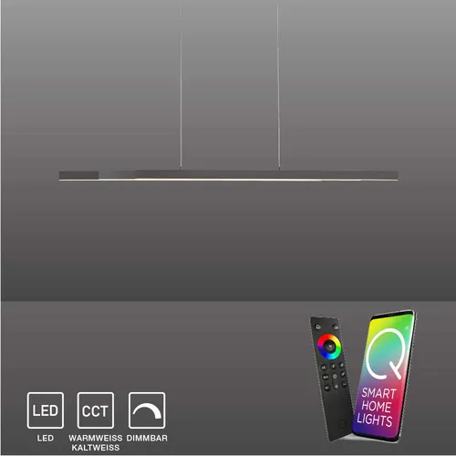 Paul Neuhaus Smarte LED-Pendelleuchte Q-ARIAN - Moderne LED-Pendelleuchte mit CCT-Farbtemperaturregelung und RGB-Farbwechsel, ideal für Smart Home Anwendungen und dimmbar per Fernbedienung.