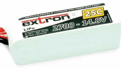 LiPo Akku Extron X2 2700 - 14,8V (25C | 50C) - Hochleistungsakku für R/C Modellsport, leicht und kompakt mit 30-Punkte Qualitätscheck, ideal für maximale Belastbarkeit und Leistung.