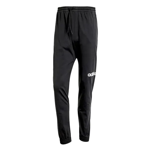 adidas Herren Essentials LINEAR Single Jersey Pant, Black/White, XL - Kinderhosen mit regulärer Passform und Kordelzugverschluss, aus 74 % Baumwolle und 26 % recyceltem Polyester, ideal für Komfort und Nachhaltigkeit.