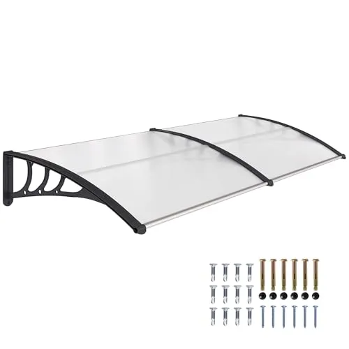 Outsunny Pultvordach für Haustür 75x195 cm - Außenanbau: UV-Schutz und wetterfestes Design mit stabiler Aluminiumkonstruktion für ganzjährigen Einsatz.