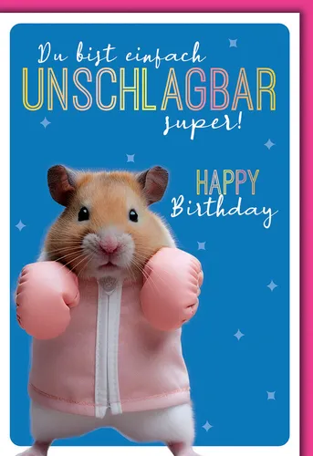 Geburtstag - Karte mit Umschlag - Boxender Hamster