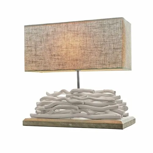 LOBERON Tischlampe Caribou - Einzigartiges Design aus Treibholz - Tischlampen mit maritimem Flair und handbearbeitetem Fuß aus Treibhölzern. Jedes Stück ist ein Unikat und verleiht Ihrem Raum einen besonderen Charakter.