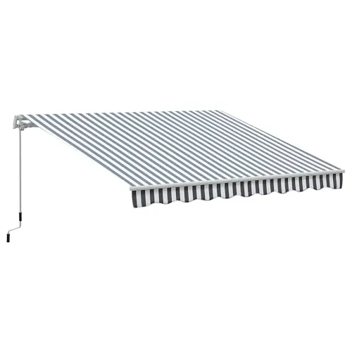 Outsunny Gelenkarmmarkise 2,95 x 2,45 m - Hochwertige Markise für Balkon oder Terrasse, aus stabilen, witterungsbeständigen Materialien mit stufenlos einstellbarem Neigungswinkel und einfacher Handkurbelbedienung.