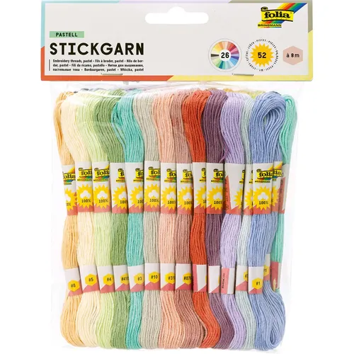 folia Garn zum Sticken Pastell matt pastellfarben 1,0 mm x 8,0 m