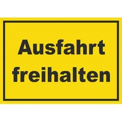Ausfahrt freihalten Schild gelb-schwarz A6 Rückseite selbstklebend