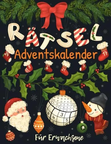 Rätsel Adventskalender für Erwachsene: Weihnachtskalender mit 72 Rätseln in großer Schrift inkl. Sudoku, Kreuzwort- & Wortsuchrätseln