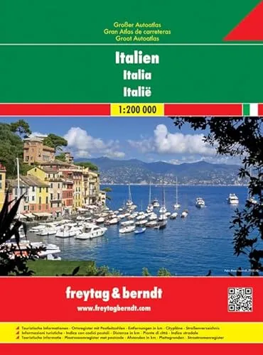 Italien, Großer Autoatlas 1:200.000: Touristische Informationen, Ortsregister, Entfernungen in km, Citypläne, Straßenverzeichnis (freytag & berndt Autoatlanten)