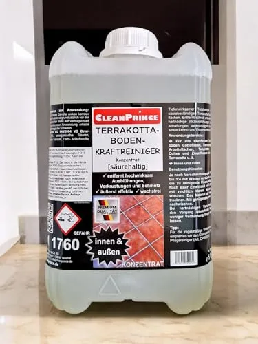 Terrakottaboden-Kraftreiniger Konzentrat säurehaltig 5 Liter | innen und außen Cotto Terrakotta Ausblühungen
