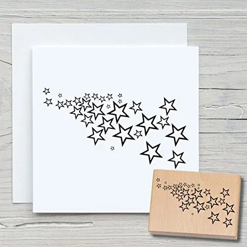 NEWSTAMPS Stempel Sternenschwarm Motivstempel aus Holz & Gummi zum Karten und Geschenke basteln, Holzstempel für Scrapbook, Textilstempel, Deko, Freunde