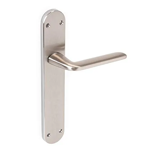 Emuca - Türgriffe für Innenttüren, Türgriff-Set mit Platten 43x250 mm für Zimmertüren, Aluminium und Zamak, satiniertes Nickel.