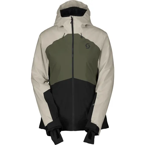 Scott Jacket W's Ultimate Dryo 10 - Douglas Green/Black (7868) S - Damen Skijacken, ideal für vielseitige Pisten-Skifahrerinnen mit optimalem Kälte- und Nässeschutz, ausgestattet mit Unterarmbelüftung und verstellbarem Saum für individuellen Komfort.