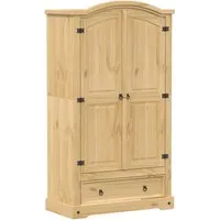 vidaXL Kleiderschrank Corona 102x52x186 cm - Kleiderschrank aus massivem Kiefernholz, robust und stilvoll, ideal für die Aufbewahrung Ihrer Kleidung und Accessoires.