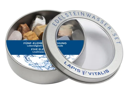 Wassersteine in Geschenkdose - 5 Elemente MischungAmethyst, Chalcedon,O.jaspis,