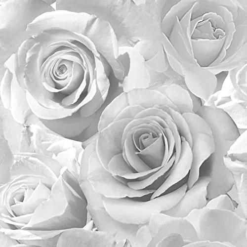 Madison Rose Glitzer Blumen Tapete Grau Silber - Muriva 139520 Sparkle