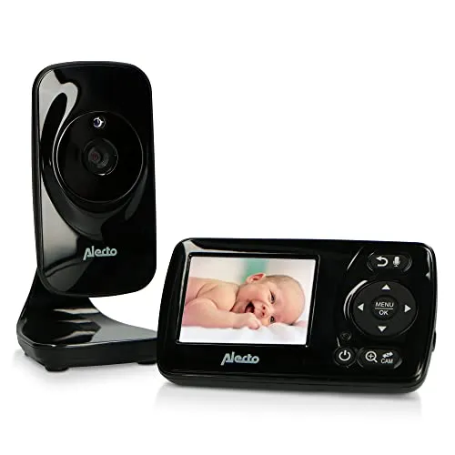 Alecto DVM71BK Babyphone mit Kamera - 2.4" Farbdisplay - Babyphone mit 300m Reichweite und Nachtsichtfunktion für optimale Sicherheit und Überwachung Ihres Babys, ideal für ruhige Nächte.